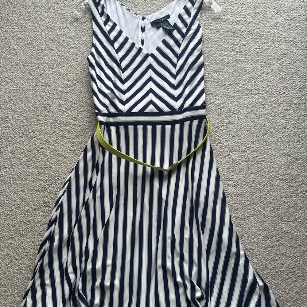 Excetera blue, white,& silver dress with belt  S2